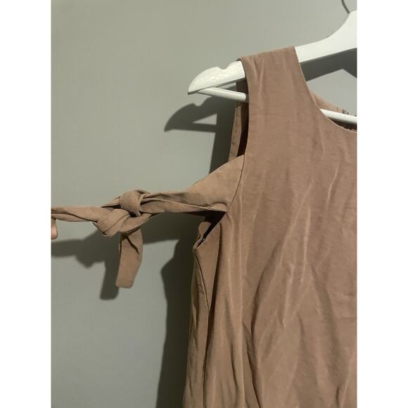 J.O.A Side Tie Shift Mini Short Sleeve Casual Summer Dress Neutral Size Medium - Picture 5 of 8